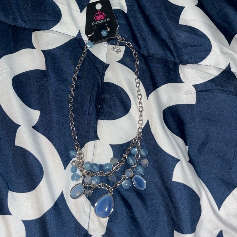 Light blue necklace with the matching earrings